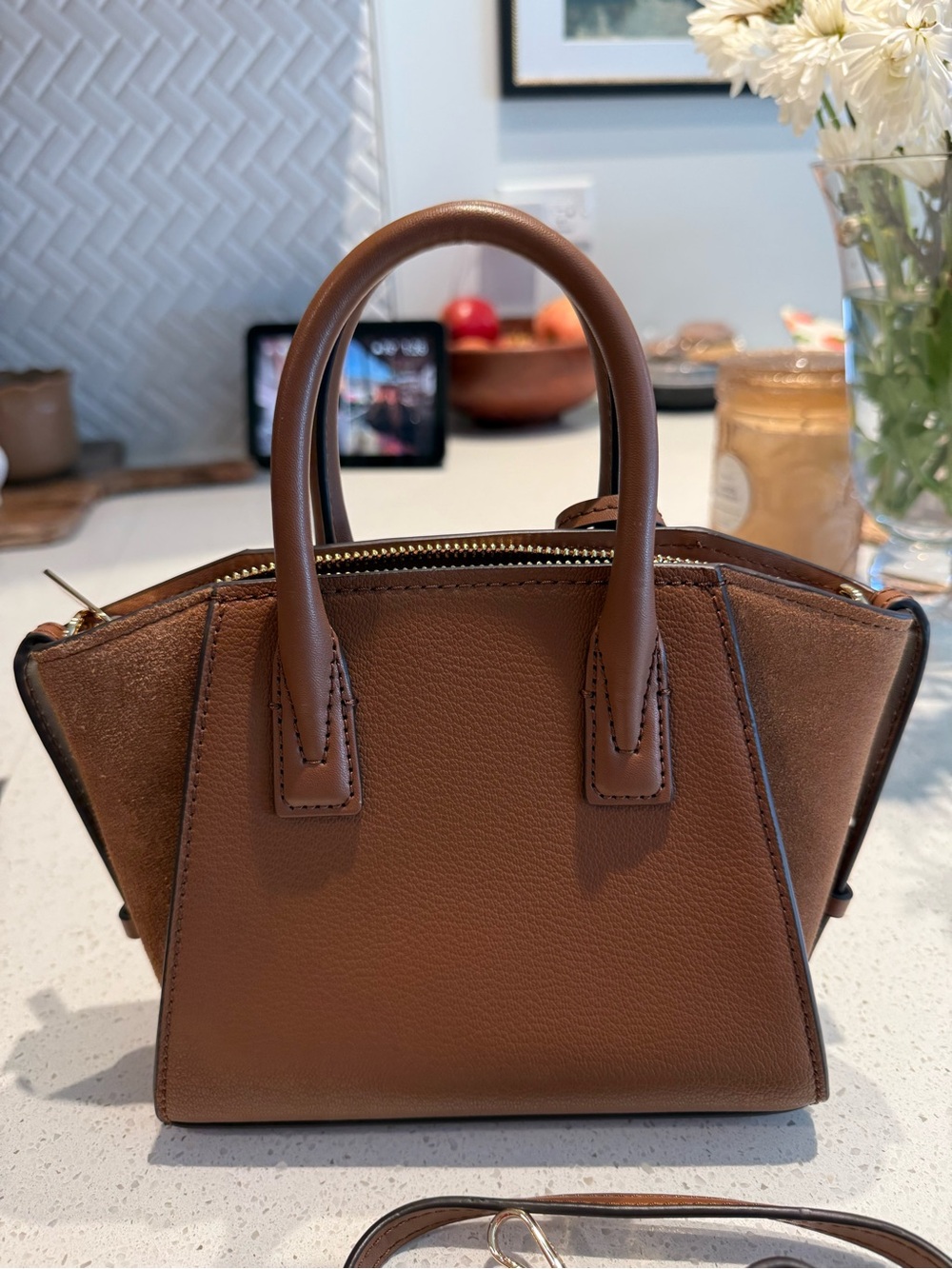MICHAEL KORS Chestnut Brown Leather Top-Handle Satchel - Picture 6 of 9